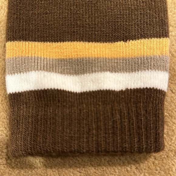 FIVE FINGER TOE SOCKS - BROWN WITH GOLD, TAN AND CREAM STRIPES - Picture 4 of 6
